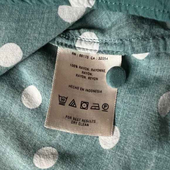 Maeve Anthropologie Green Polka Dot Blouse Top Teal S Small Half Sleeves Buttons - Picture 16 of 17
